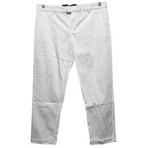 Calvin Klein Womens White Straight-Leg Trousers Size 10